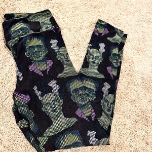 Halloween Frankenstein and Frankenstein’s Bride Print Leggings